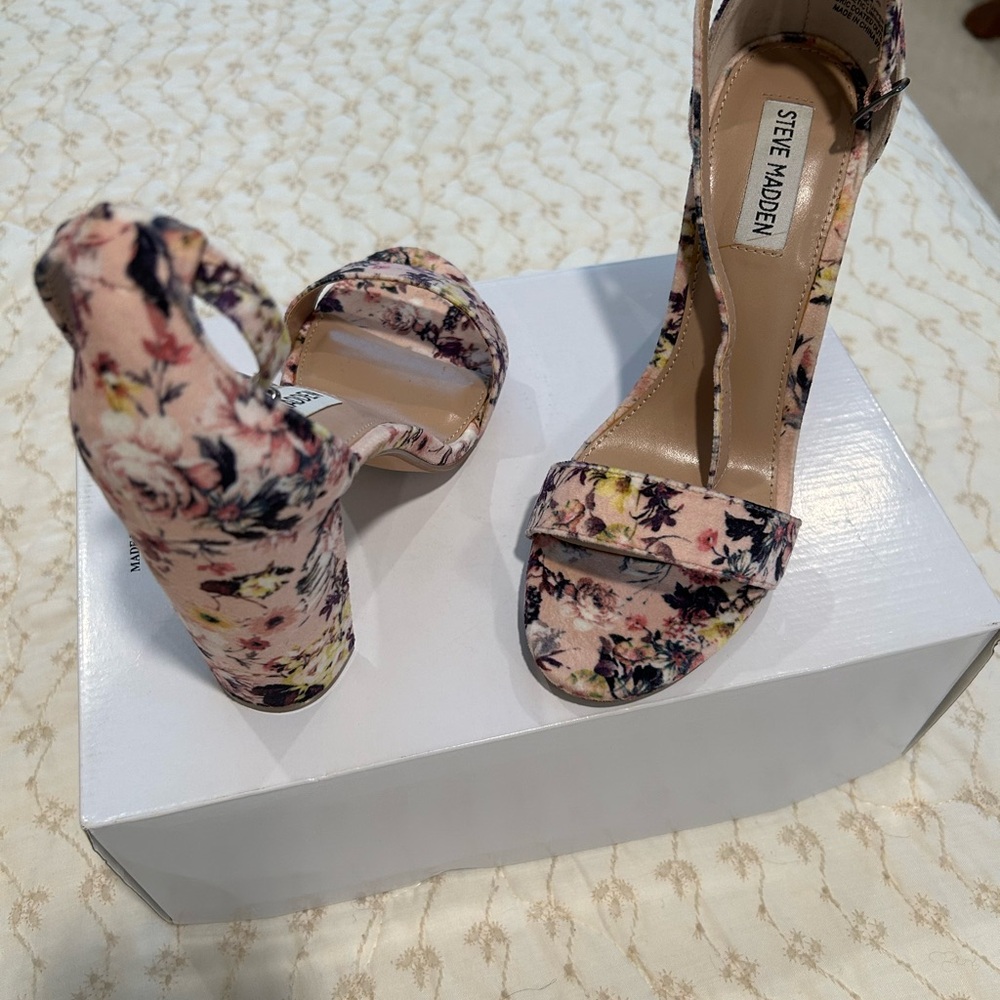 Steve Madden Floral Block Heels - Pink and Yellow